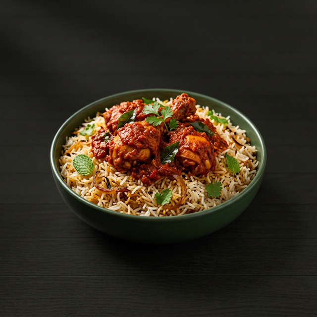 Chicken Ghee Roast Biryani.